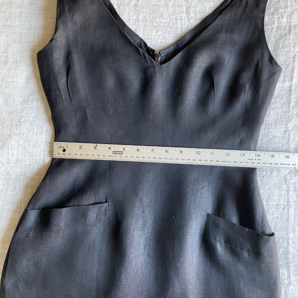 Vintage late 80's Donna Karan black label, black linen dress NEVER WORN Sz 8 - Picture 10 of 15